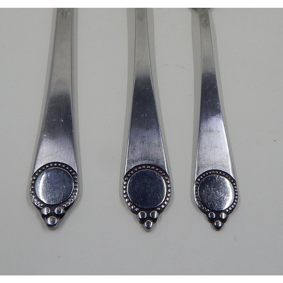 Stanley Roberts Crown Grande Beaded Stainless Japan Fork and Knife Set of 3 - Picture 2 of 9